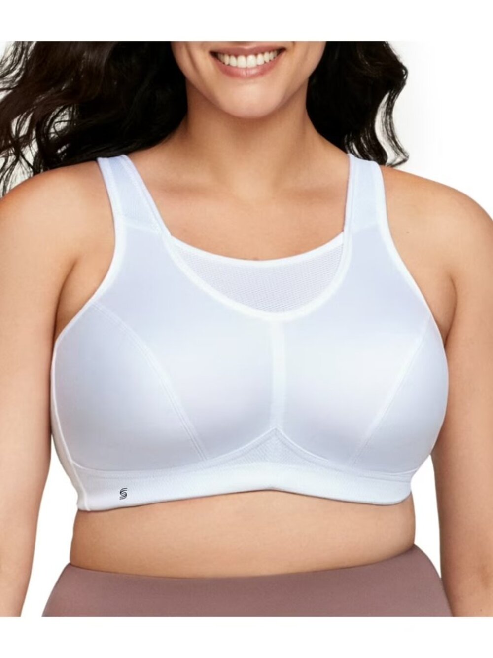Glamorise Sz 5D White Custom Control Straps Sports Wirefree Bra